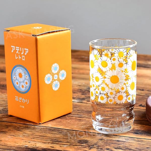 Aderia Retro Aderia Arrange Glass, 270ml, Made in Japan, Boxed, Retro, Showa Retro, Floral Pattern, Cup, Retro Glass, Cream Soda, Glass, 70s, Cute, Gift (Blooming) - 1