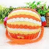 防寒 かわいい ベビー キッズ 赤ちゃん ニット帽子 花飾り 2017 新製品 (orange)