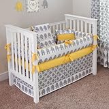 CUSTOM BOUTIQUE BABY BEDDING - Ele Yellow - 5 Pc Crib Bedding Set by Sofia Bedding