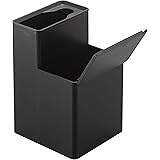 山崎実業(Yamazaki) 替えブラシ 収納付き 流せるトイレブラシ スタンド ブラック 約W11XD12XH17cm タワー tower トイレブラシケース トイレ掃除 5723