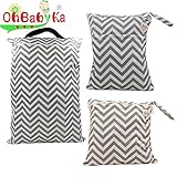 Ohbabykaウェットバック(防水バッグ) 3点セット 可愛い オムツ おむつポーチ おしりふきケース 消臭＆抗菌 ベビー キッズ 出産祝い 女 男 ギフトおしりふき 着替え タオル 水着 お風呂用