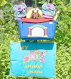 布絵本 布おもちゃ MY ABC ANIMAL TRAIN ブルー&my zooどうぶつえん&おまけ付きルームシューズ ファンタイム・プレイ&ラーンギフトセット【知能開発レッスンブック】 幼児教育 英