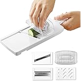 ドリテック(dretec) スライサー セット 日本製 3種プレート スライス 太千切り おろし 食洗機OK 安全ホルダー付き 小型 コンパクト キャベツ 千切り 大量 ホワイト