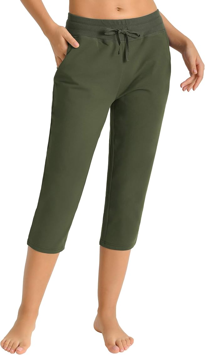 Cotton Joggers Knit Capri Pants 