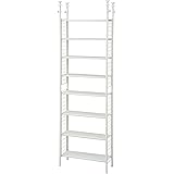 [山善] フリーラック (突っ張り) スリム 幅63×奥行25×高さ209-282cm 棚板耐荷重10kg 棚板の高さが変えられる 壁面収納 本棚 組立品 ホワイト STR-608(WH/WH)