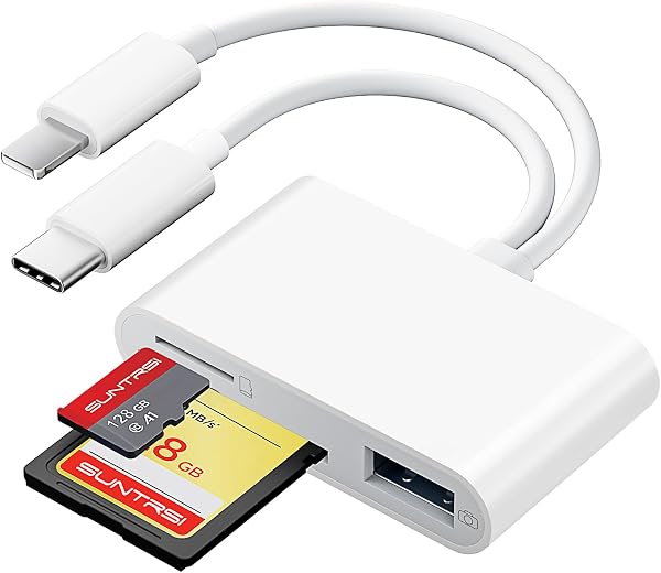 SUNTRSI 3in1 i-Phone SDカードリーダー 【双方向高速転送・2026新型】ライトニングー/USB-Cポート 全スマホ対応 カードカメラリーダー USB/TF/SDカードカメラリーダー 設定不要 双方向高速転送 写真/ビデオ/動画 メモリカードリーダー Phone/Pad/Mac/Android/PC 対応 最大1TB容量対応 - 1