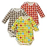 西松屋 EFD 3枚組長袖ショルダーロンパース肌着（カラフル水玉柄）【70cm・80cm・90cm】 新生児 80
