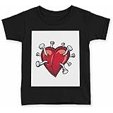 Amazon Igsticker プリント Tシャツ キッズ 子供 1 サイズ Size おしゃれ クルーネック 黒 ブラック T Shirt ラブリー ハート イラスト 赤 Tシャツ カットソー 通販