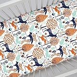 Carousel Designs Navy and Orange Woodland Animals Crib Sheet by Carousel Designs