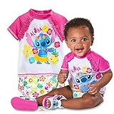 ディズニー リロ＆スティッチ スティッチ 水着 ラッシュガード ピンク 80cm 12-18ヶ月 赤ちゃん 女の子 子供 キッズ 紫外線 UVカット