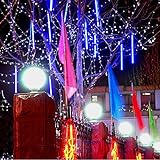 LEDイルミネーションライト 8本 クリスマス LED　流れ星　ライト (30cm, ブルー)
