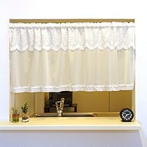Amazon｜のれん工房 カフェカーテン レース フリル 小窓用