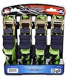 Ratchet Tie Down Straps 19足4パックBisonギアで高い可視性抗UV 1800lb Heavy Duty Cargoストラップ人間工学ゴムグリップ&コーティングDeep Sフ