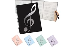 YOHAC 楽譜ファイル 4面 【プロのピアニスト監修】 楽譜入れ 書き込める パステルカラー A4 10枚/40ページ (見開き4面40ページ,ブラック)