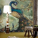 Decorating Entranceベッドルーム部屋レストラン座っている壁紙壁画美しい孔雀3d壁紙壁画 3Ds472040