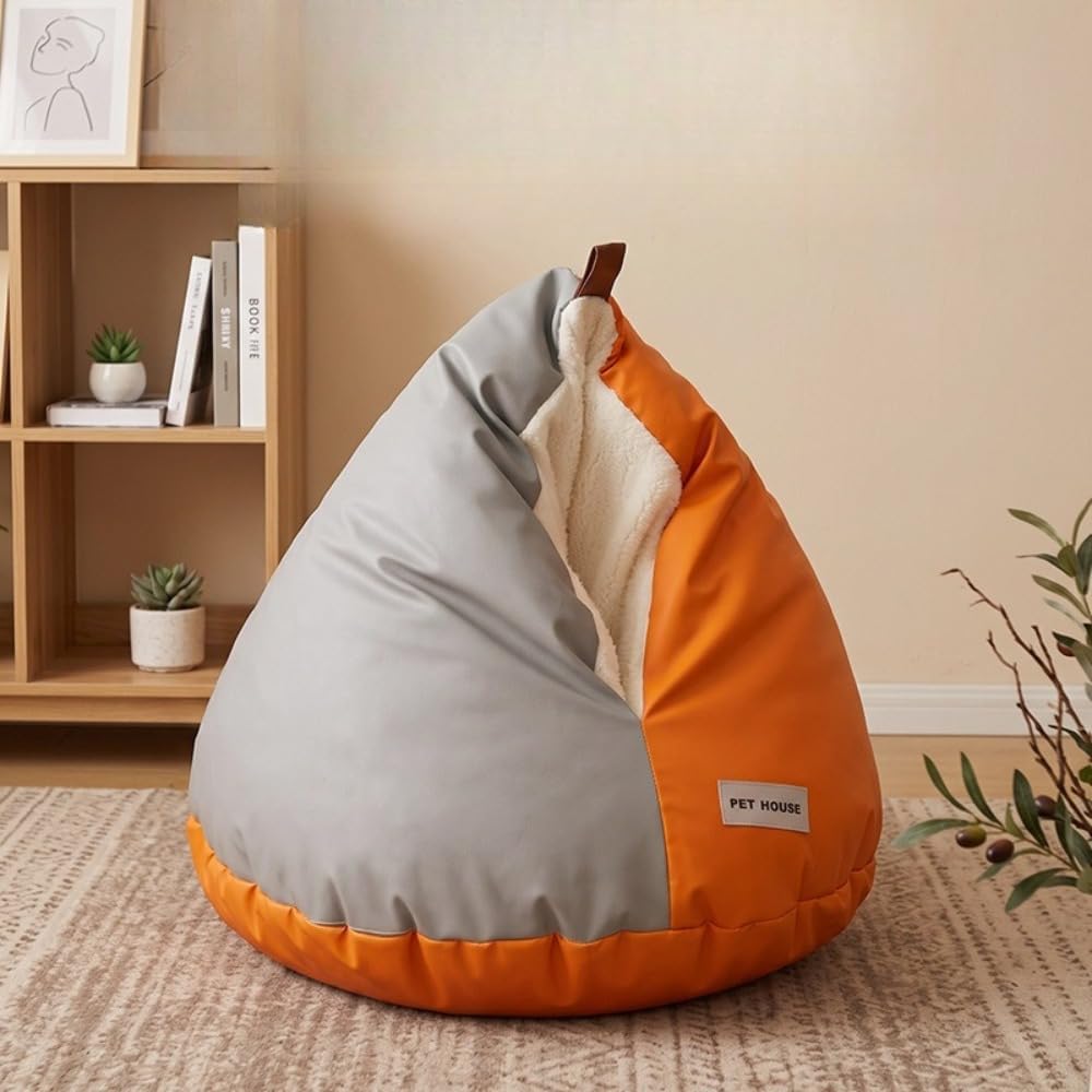 猫ハウス ドーム型 冬用あったか猫ハウス寝袋 ドーム型猫ベッド ペットベッド 鶏のお尻型 ポップコーン生地 猫 小型犬対応 寒さ対策 | 猫 ベッド ちまき型 キャットハウス 猫用寝袋 保温設計 半密閉型で持ち運び可能 柔らかい 暖かい 軽量 10k