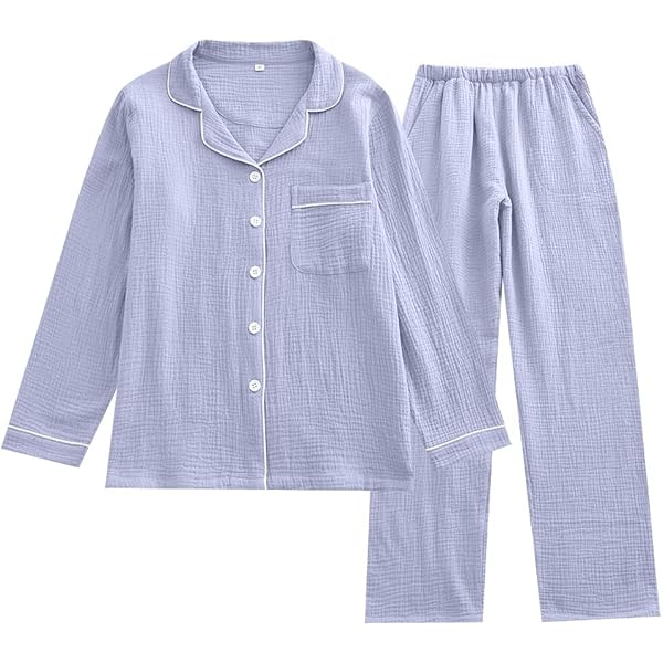 Amazon | [エネタン] 播州織 三重ガーゼ パジャマ 【クリーム色