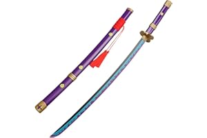 Luosyaer ロロノア・ゾロ 海賊狩りのゾロ 閻魔 えんま 紫色 104cm 缶バッジ送り 子供 大人 木 日本刀 模擬刀 武士刀 東洋劍 太刀 コスプレ 道具 写真学園祭 夏日祭 ハロウィン COS