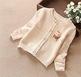 Candykids 女児 女の子 子供服 長袖 ニットセーター ニット ウェア シャツ トップ  セーター カーデ 春秋 可愛い (100cm, クリーム色)