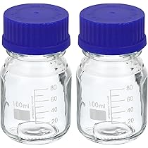 100ml 目盛り耐熱ガラス瓶 青色キャップ　10個セット 東京硝子器械 TGK ねじ口びん青キャップ付 500ml 371052005 1個 296