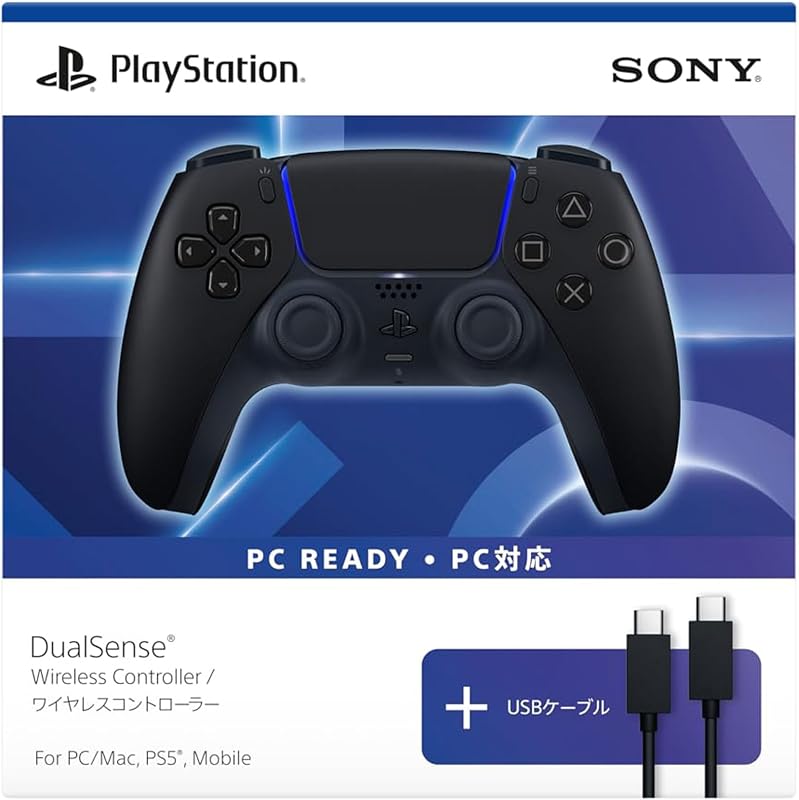 【純正品】DualSense ワイヤレスコントローラー ミッドナイト ブラック + USBケーブル for PC(CFIJ-15502)