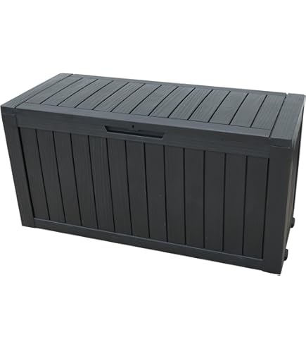 Amazon.co.jp: 物置 収納庫 屋外 270L 防水タイプ 鍵穴つき 収納ベンチ