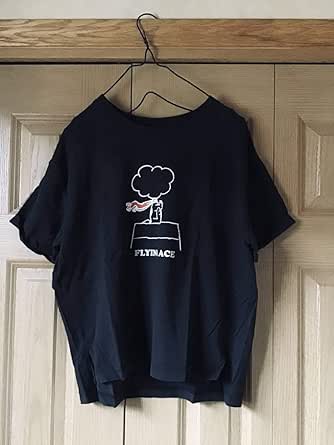 Amazon Right On Usaコットン スヌーピーtシャツf 黒ブラック Flyng Ace プリント ライトオン Peanuts Tシャツ カットソー 通販