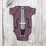 バイオリン柄ベビーロンパース　newborn-24months(50-95)★可愛いくておもしろい海外デザイン♪ おもわず笑顔になっちゃうユニークなベビー服♪