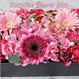 フラワーアレンジメント fleurcocoオリジナル 生花 フラワーボックス ピンク 幅25㎝