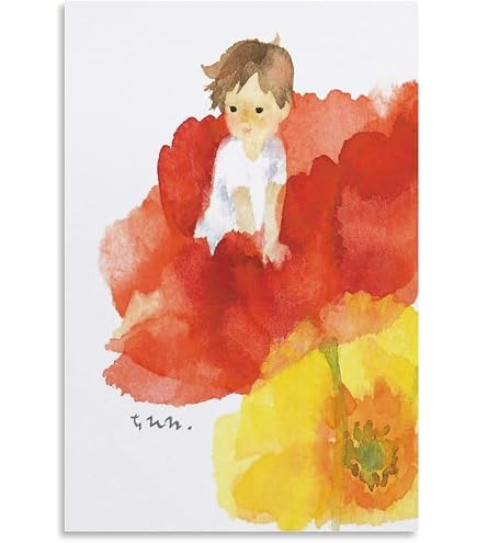 Amazon.co.jp: いわさきちひろ 水彩画 子供 花 ポスター (5) クール
