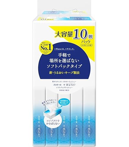 Amazon.co.jp: エリエール ティッシュ プラスウォーター(+Water) 180組