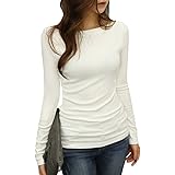 DAILY NJ【at11】 レディース Ｔシャツ カットソー ボートネック 肌触り トップス 長袖 シンプルインナー プルオーバー 伸縮性 オールシーズン 無地 ボディーラインフィット カラーバリエーション豊富 韓国ファッション