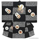 [ 京都きもの町 ] 男の子のお宮参り着物 祝い着 熨斗目 黒色 丸文 兜 フードセット_025823_