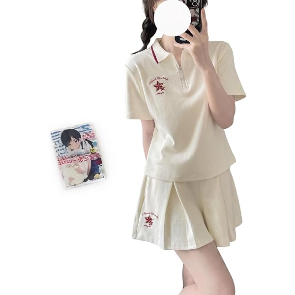 ハーフジップポロシャツ　バックプリーツスカート　セットアップ　春夏　半袖　S Amazon | [Noopior] セットアップ レディース 夏 半袖 ポロシャツ