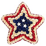 Patriotic花輪装飾 – 星型花柄木製Wreath、米国フラグインドアアウトドアHanging Wreath forイベント装飾、Funerals、ホームカミング – 19 x 3.8 X 18