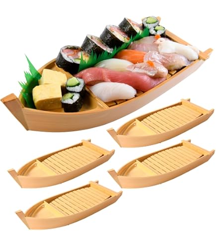 Amazon.co.jp: 木製船 寿司盛台 寿司ボート 刺身盛台 料理船 和食器 舟
