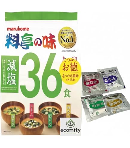 Amazon | 料亭の味 即席みそ汁 減塩 生みそタイプ 72食(4種各18袋)×2