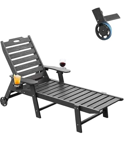 Chaise Lounge Chair, 204 kg draagvermogen, verstelbare patio- loungestoel voor buiten met 6-voudig verstelbare