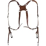 Camera Shoulder Strap for Two Cameras, YicUik Adjustable Dual Camera Handmade Retro Leather Strap for DSLR/SLR Universal Harn
