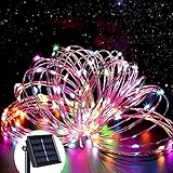 Yalufa イルミネーションライト 100LED ワイヤー ストリングライト ソーラー充電式 光センサー内蔵 自動点灯 2発光モード 防水防雨 クリスマス 飾り