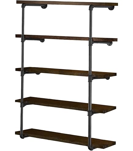 Amazon｜HITOMEN 工業用鉄パイプ棚 5段 3セット 高さ55インチ 奥行き12