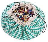 Play & Go Large子ダイヤモンド遊びマットとおもちゃオーガナイザーストレージ55 "バッグ – ポータブルコンテナ保存のための子供おもちゃ – グリーン