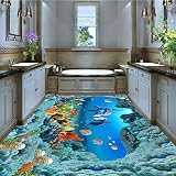 lhdlily美しいSeaview Underwater Worldコーラルヒトデ3dバスルームカフェレストラン床壁紙壁画 LHDLily-561616981-10606