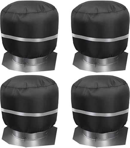 4 Pack Turbine Roof Vent Cover House, Black Roof Turbine