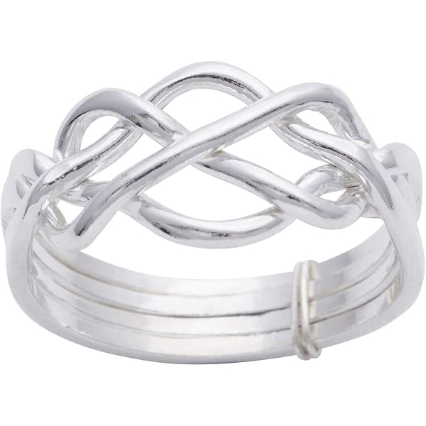 Silverly Russian Style 5-Band Wedding Ring Set - 925 Sterling Silver, His & Hers, Interlocking Promise Bands