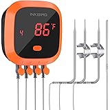 Inkbird Waterproof Bluetooth Meat Thermometer with 4 Probes IBT4XC Rechargeable Magnet Remote Control Grilling Thermometer wi