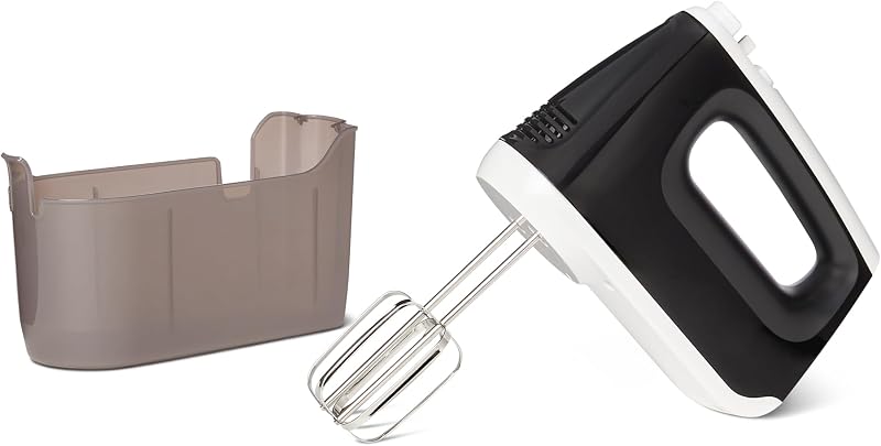 Amazon Basic Electric Hand Mixer, 6-Speed Gear, Turbo Function, Snap-On Storage Case, 250W, Black