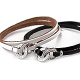 [by red string] 本物の赤い糸が入った 二重巻 ペアブレスレット 本革 栃木レザー サージカルステンレススチール(316L) インフィニティ