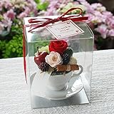 パラボッセオリジナル プリザーブドフラワー カプチーノ ハッピーマム クリアケース入 横幅10cmx10cmx高さ13cm preserved flowers