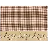 (Barn Red and Nutmeg) - Berry Vine Gingham Placemat - Barn Red